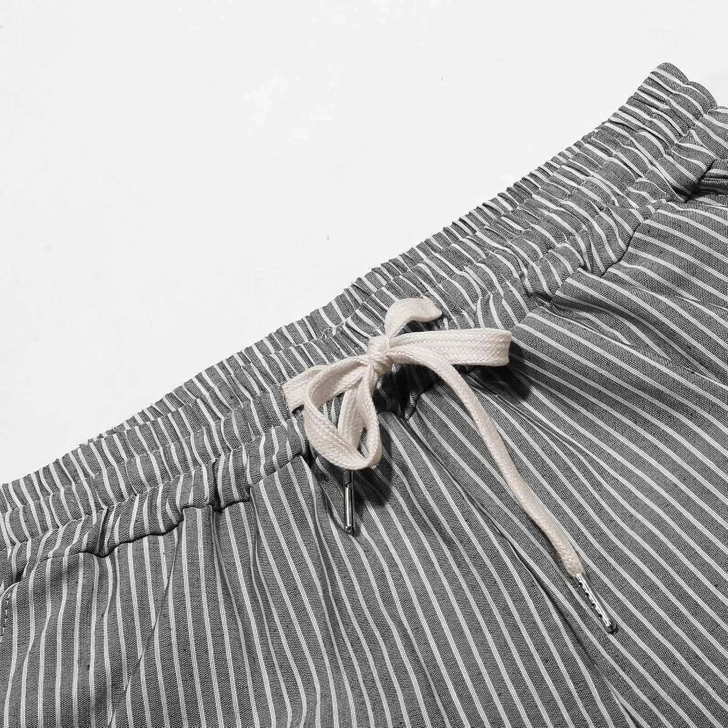 Women Oversized Striped Cropped Pants Office Work Business Trendy High Waisted Trouser Sport Jogger Casual Sweatpants