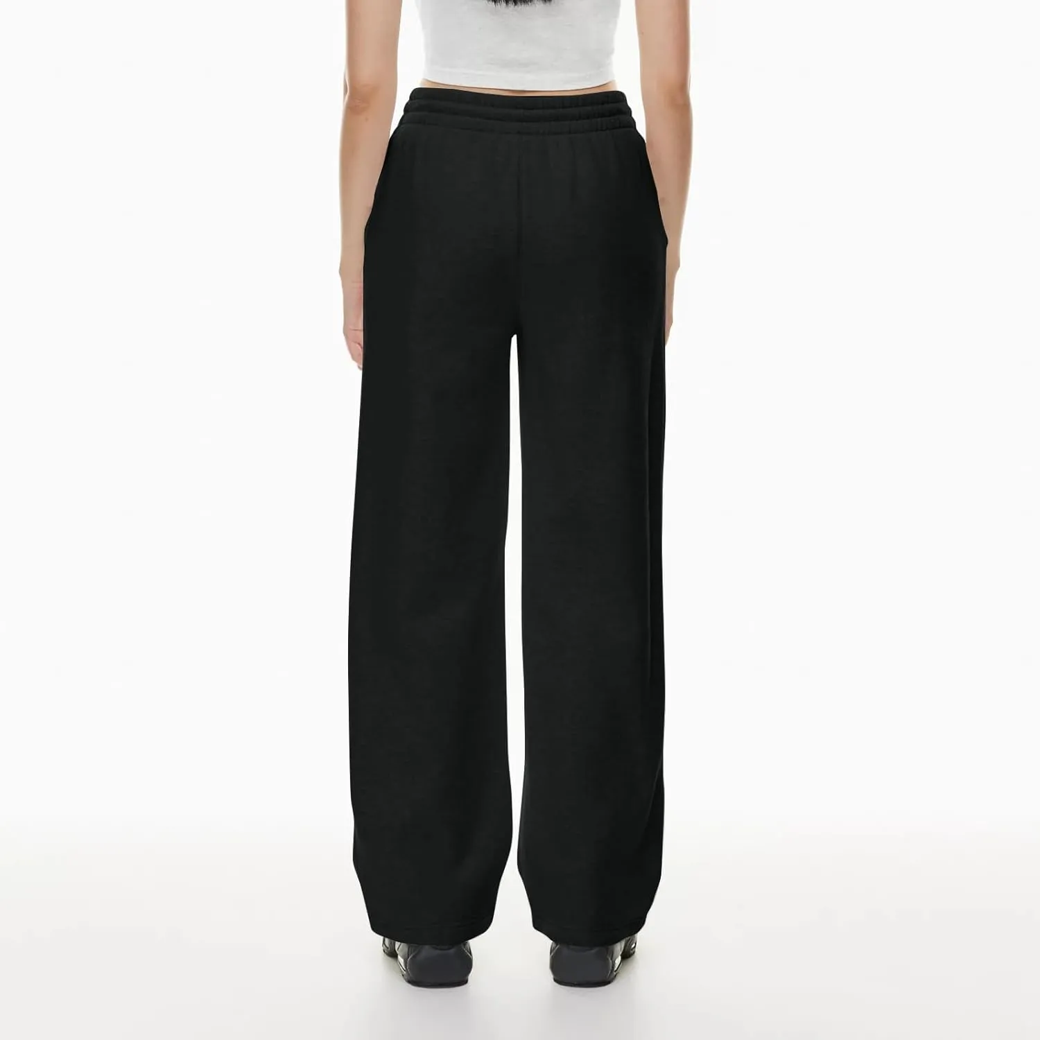 Women Wide Leg Sweatpants Cozy Fleece Boyfriend Basic Sweatpant Causal Drawstring High Waist Baggy Straight Leg Jogger