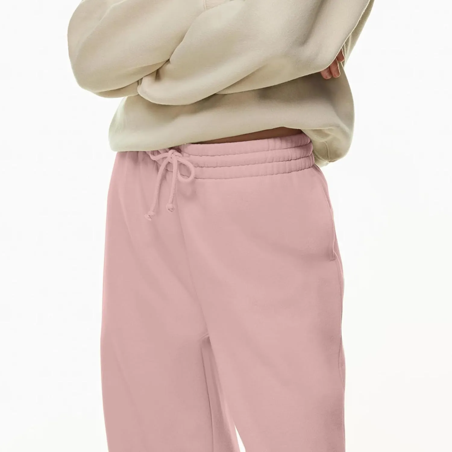 Women Wide Leg Sweatpants Cozy Fleece Boyfriend Basic Sweatpant Causal Drawstring High Waist Baggy Straight Leg Jogger