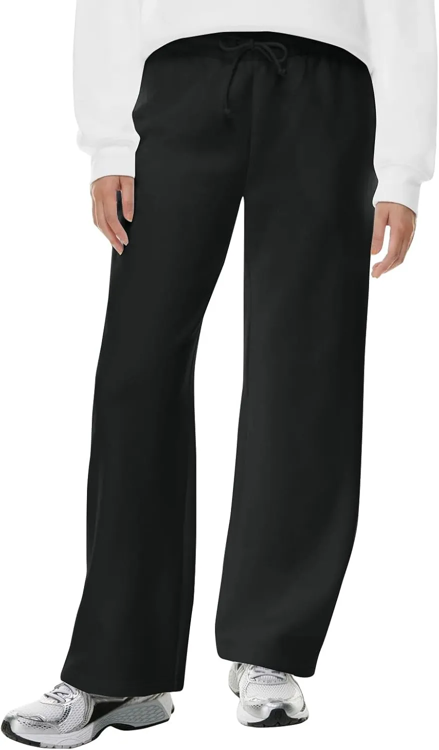 Women Wide Leg Sweatpants Cozy Fleece Boyfriend Basic Sweatpant Causal Drawstring High Waist Baggy Straight Leg Jogger