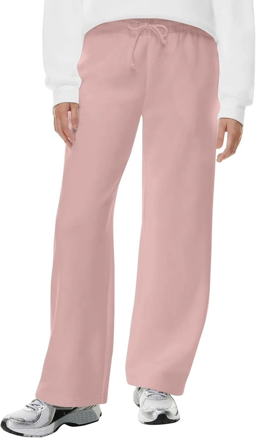 Women Wide Leg Sweatpants Cozy Fleece Boyfriend Basic Sweatpant Causal Drawstring High Waist Baggy Straight Leg Jogger