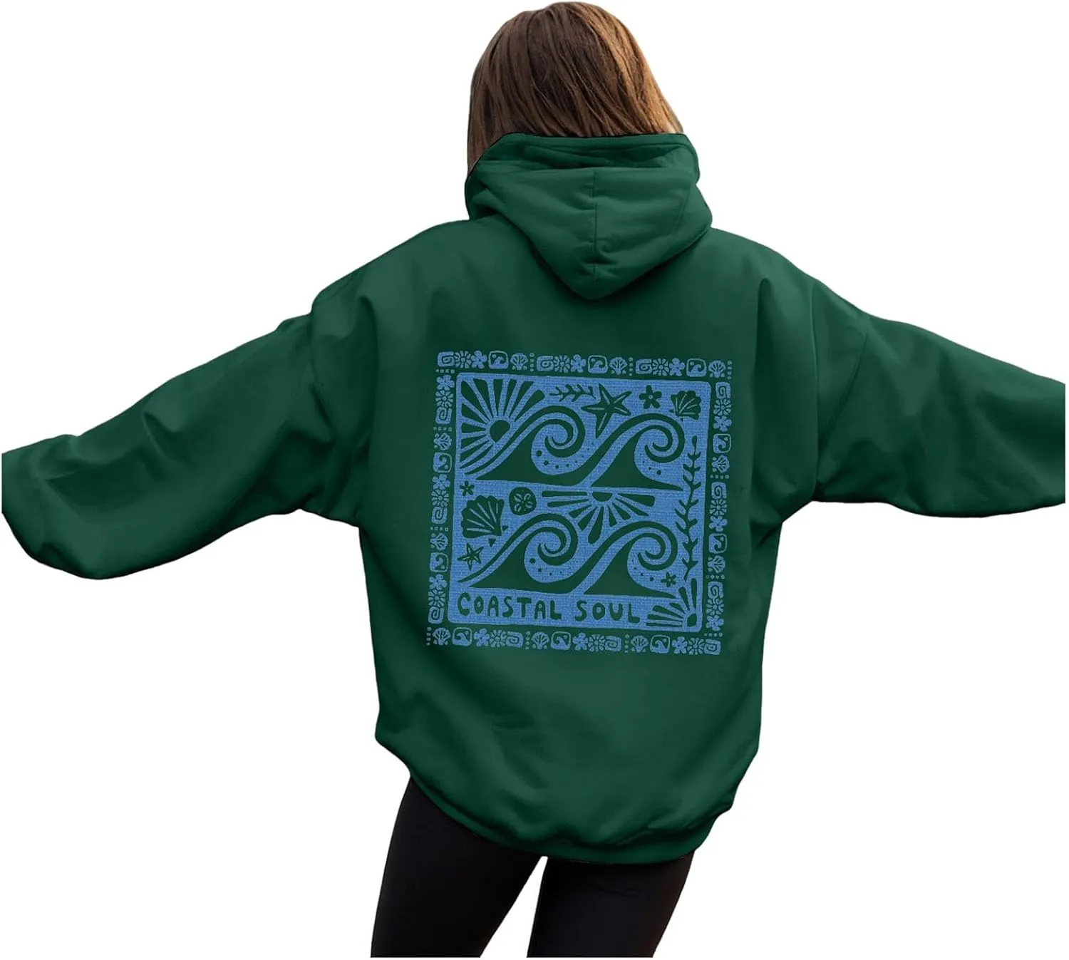 Women Y2k Graphic Hoodies Cute Preppy Embroidery Hibiscus Hoodie Flower Pullover Oversized Sweatshirts Teen Clothes