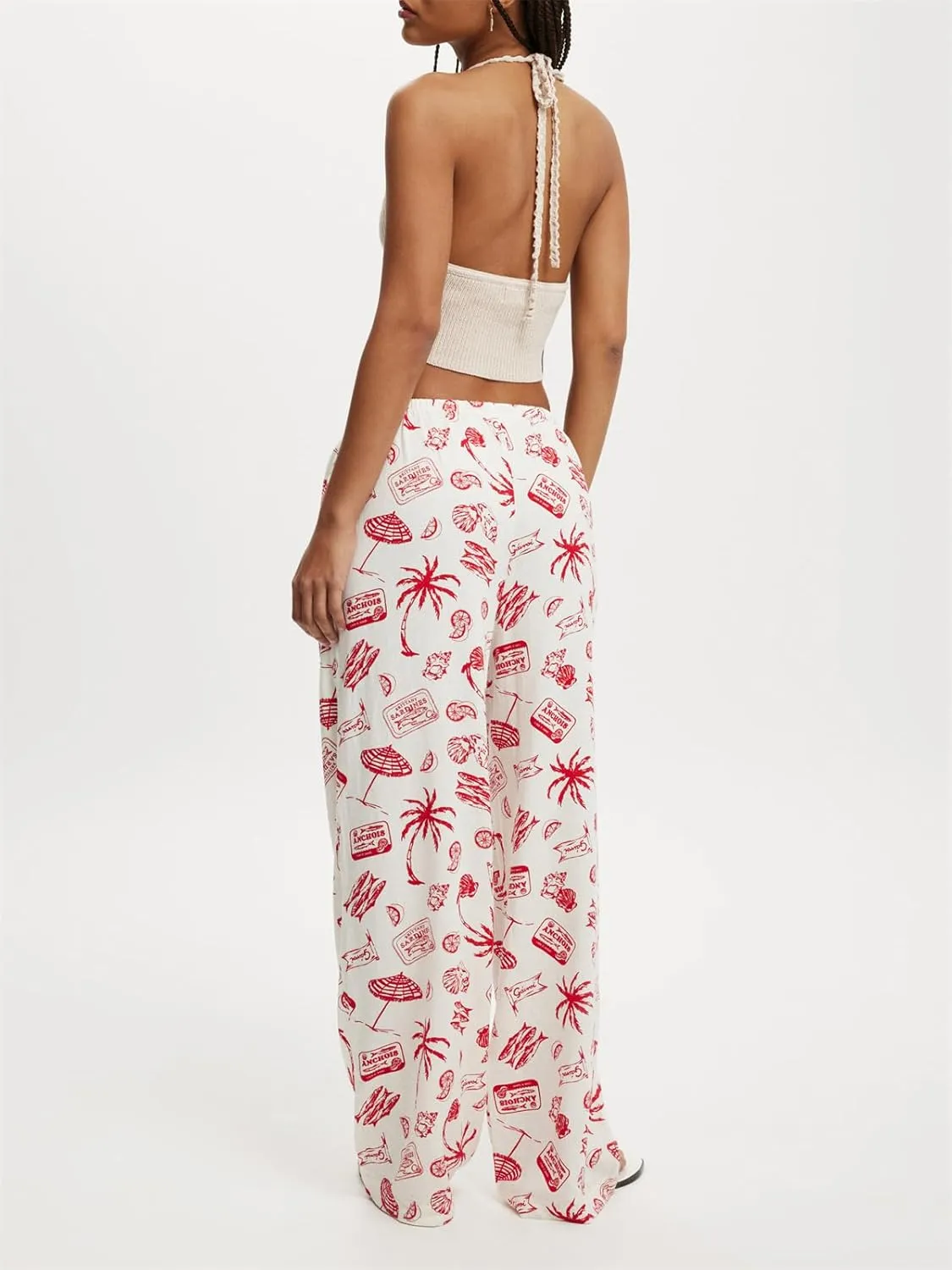 Women Y2k Lounge Pants Graphic Print Wide Leg High Waist Drawstring Pajama Pants Casual Loose Fit Going Out Trousers