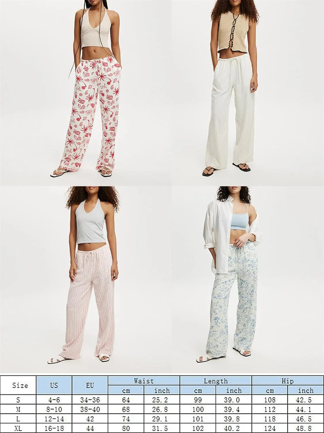 Women Y2k Lounge Pants Graphic Print Wide Leg High Waist Drawstring Pajama Pants Casual Loose Fit Going Out Trousers