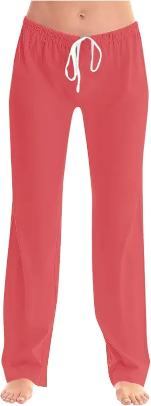 Womens Athletic Pants Straight Leg Lounge Trousers High Waisted Drawstring Soft Comfy Yoga Sweatpants with Pockets