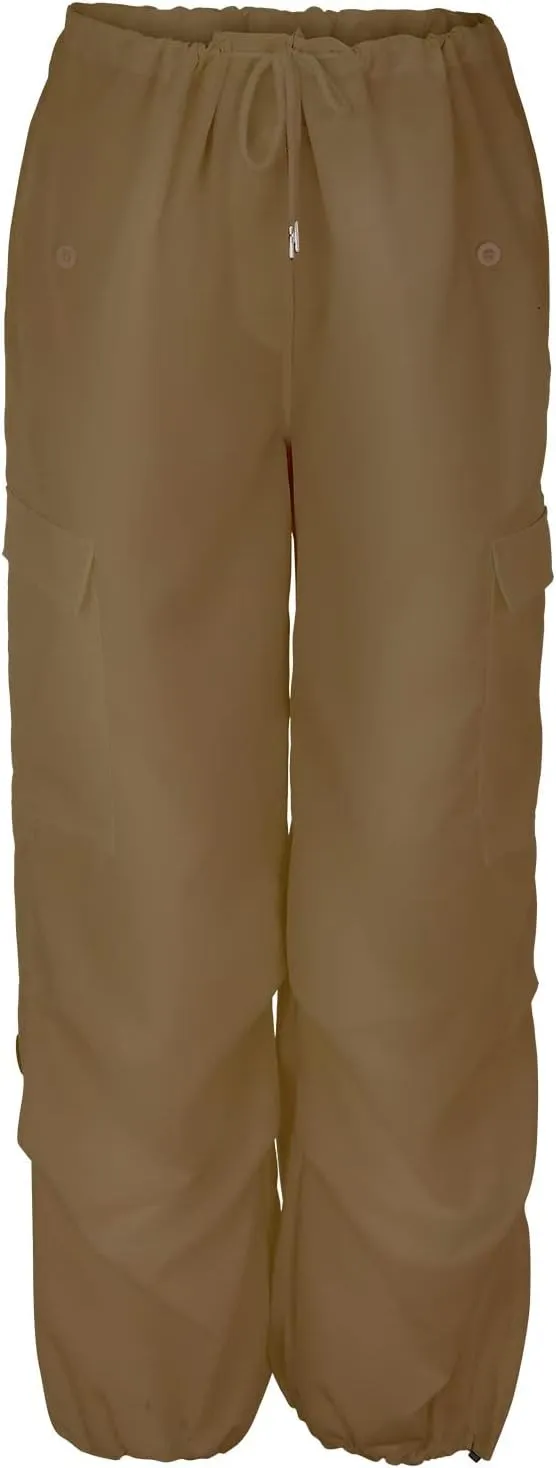 Women's Casual Loose Wide Leg Cozy Pants Winter fold Hiking Slacks with Pockets Barrel Pants Elastic Waist