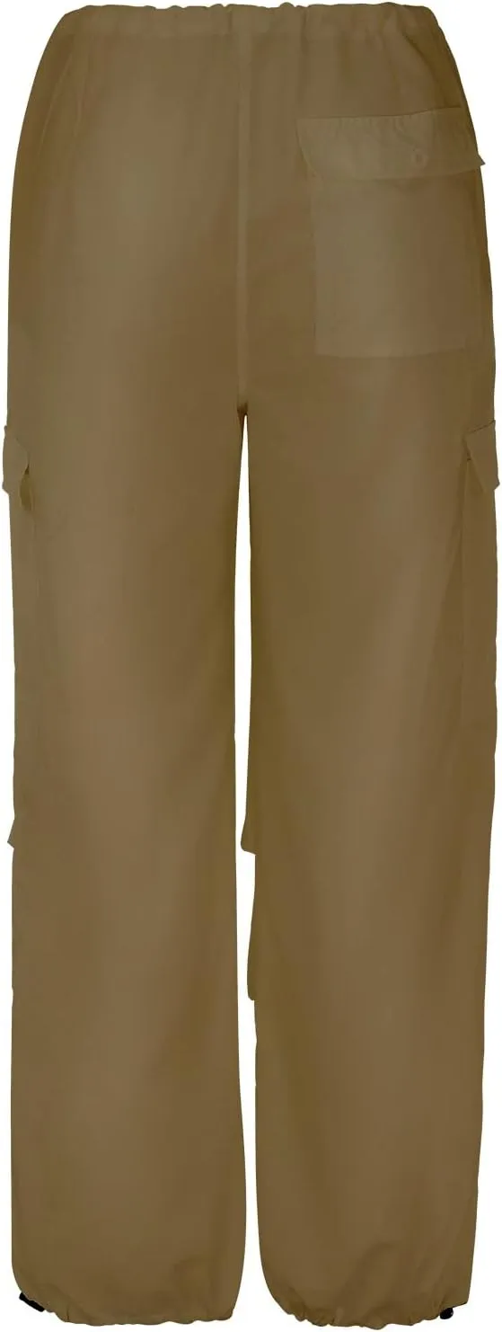 Women's Casual Loose Wide Leg Cozy Pants Winter fold Hiking Slacks with Pockets Barrel Pants Elastic Waist