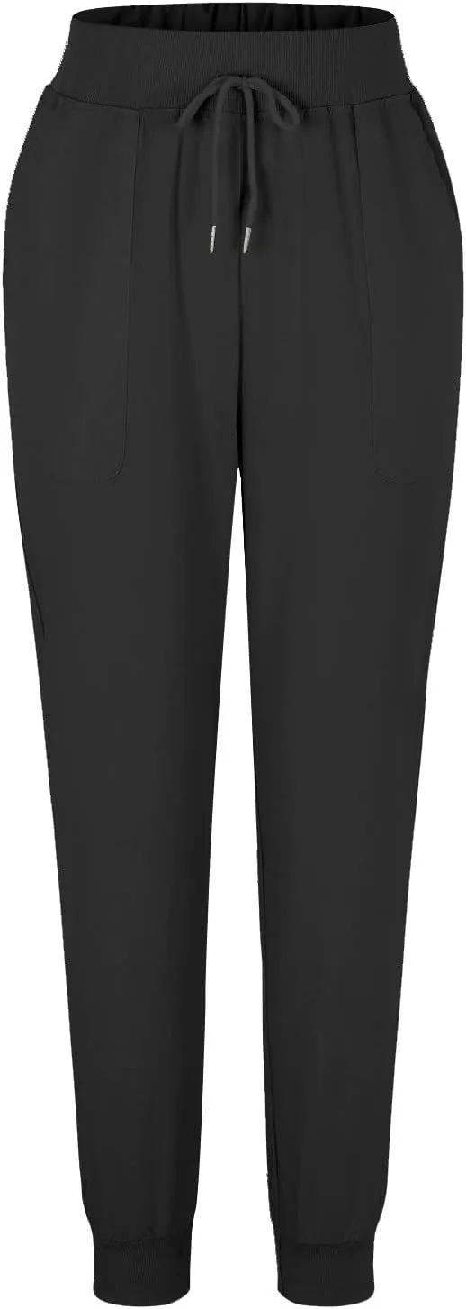 Women's Cotton Linen Trousers Summer Drawstring Elastic Waist Long Pants Solid Color Casual Comfy Leisure Pants