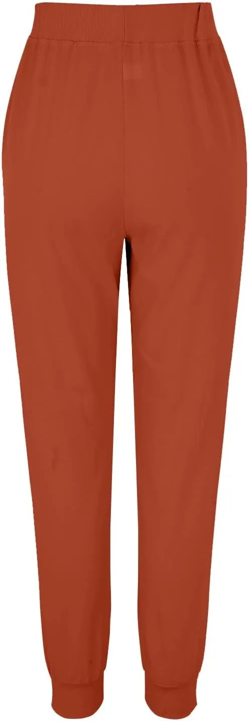 Women's Cotton Linen Trousers Summer Drawstring Elastic Waist Long Pants Solid Color Casual Comfy Leisure Pants