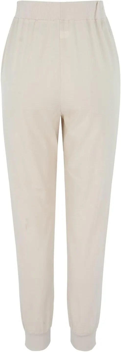 Women's Cotton Linen Trousers Summer Drawstring Elastic Waist Long Pants Solid Color Casual Comfy Leisure Pants