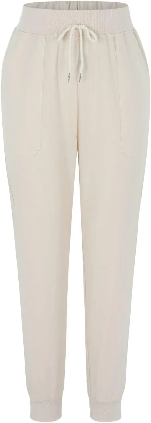 Women's Cotton Linen Trousers Summer Drawstring Elastic Waist Long Pants Solid Color Casual Comfy Leisure Pants