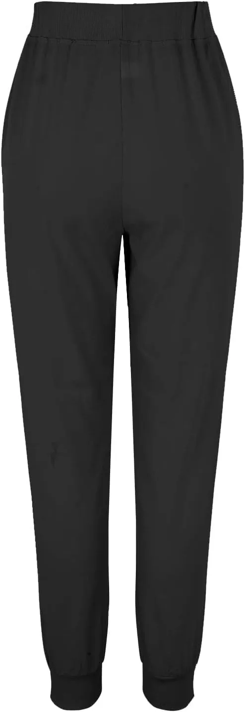 Women's Cotton Linen Trousers Summer Drawstring Elastic Waist Long Pants Solid Color Casual Comfy Leisure Pants