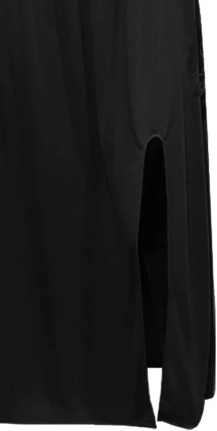 Womens Dresses 2025 Spring Summer Crew Neck Floral Flowy Swing Casual Long Dress Elegant Ruched Slit Sundress
