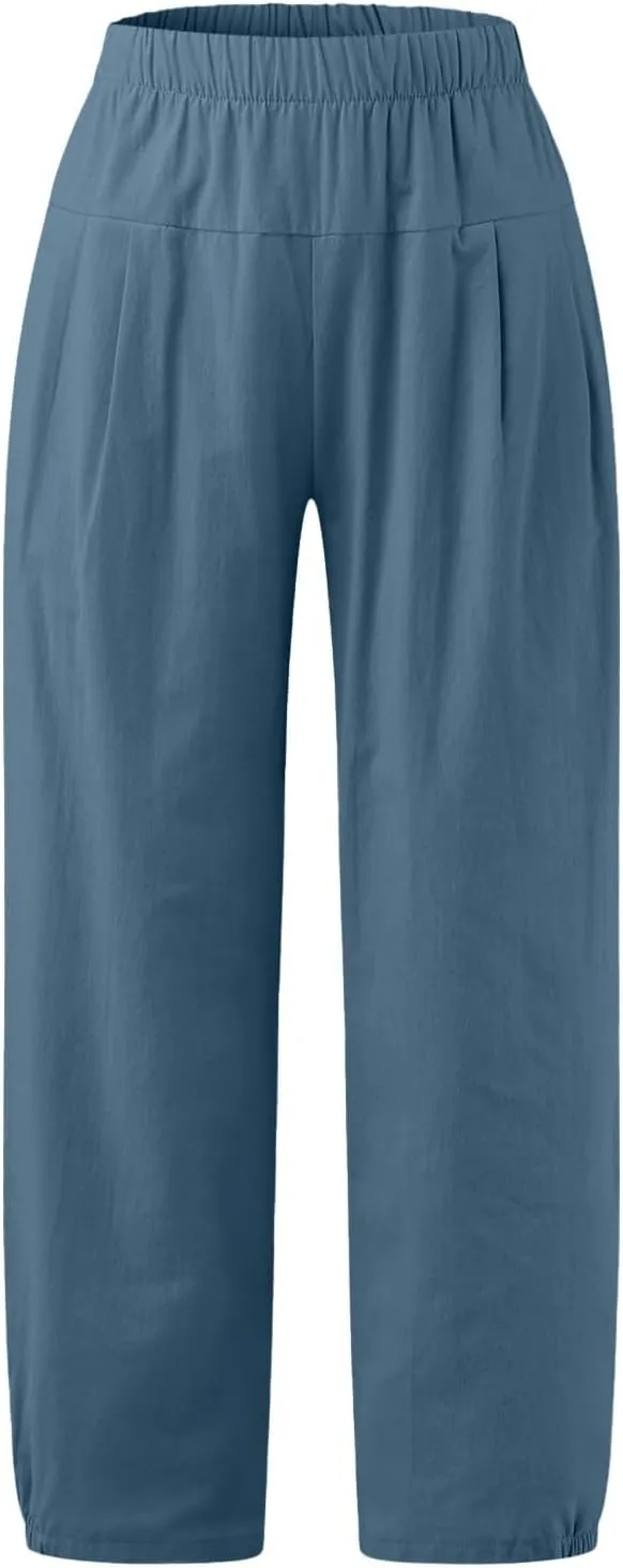 Women's Fleece Lined Pants Winter Colorful Beach Palazzo with Pockets Straight Leg Flare Leggings