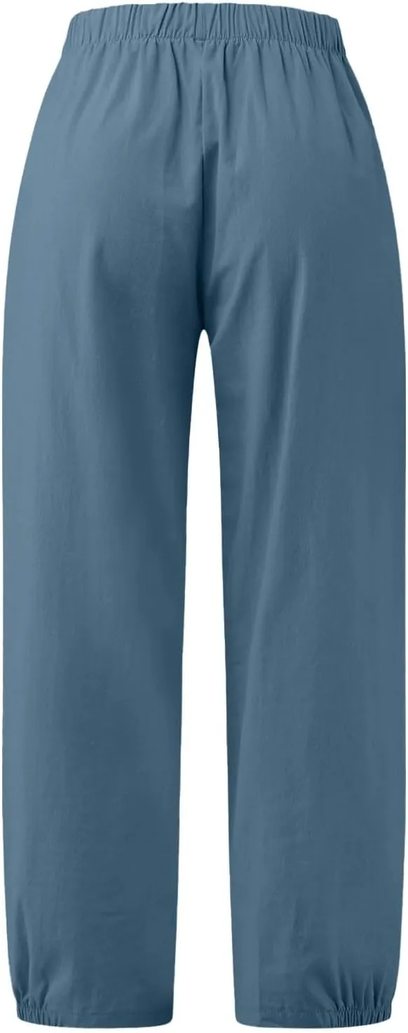 Women's Fleece Lined Pants Winter Colorful Beach Palazzo with Pockets Straight Leg Flare Leggings