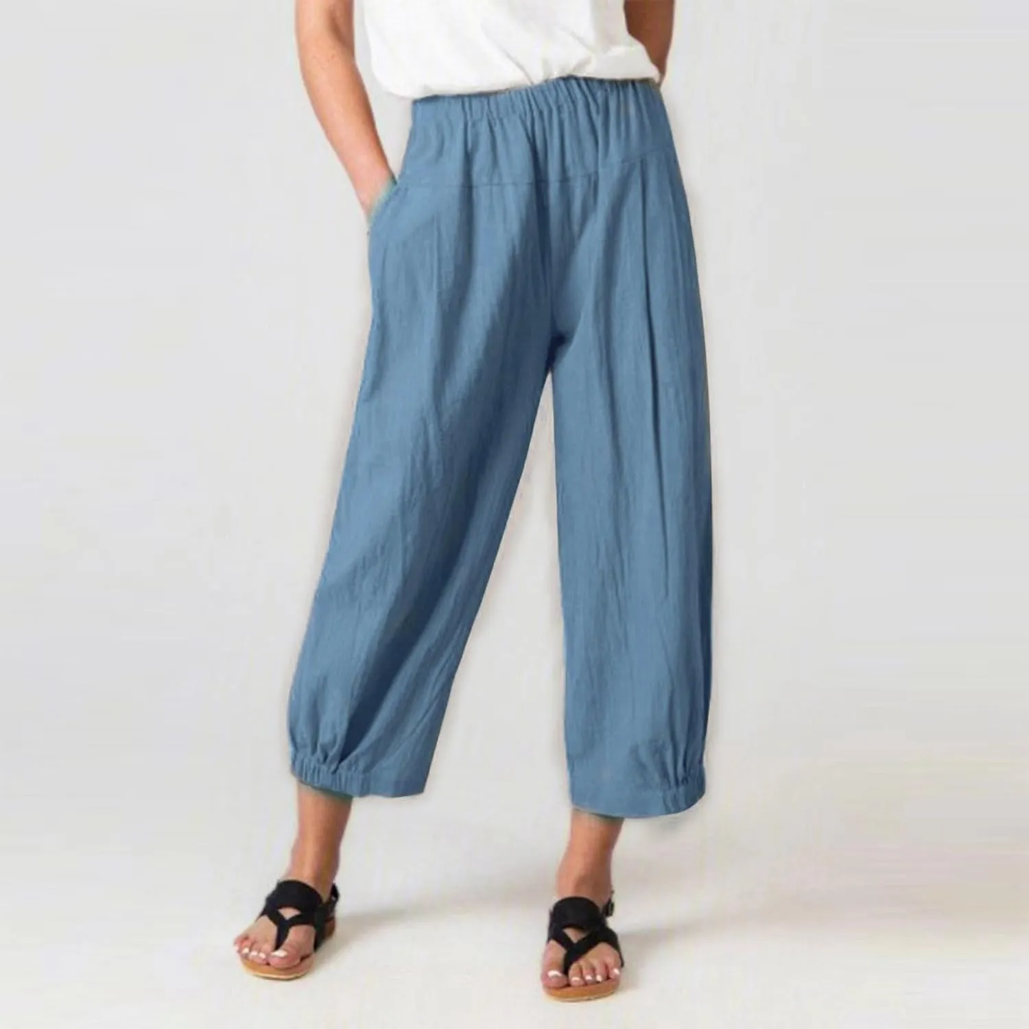 Women's Fleece Lined Pants Winter Colorful Beach Palazzo with Pockets Straight Leg Flare Leggings