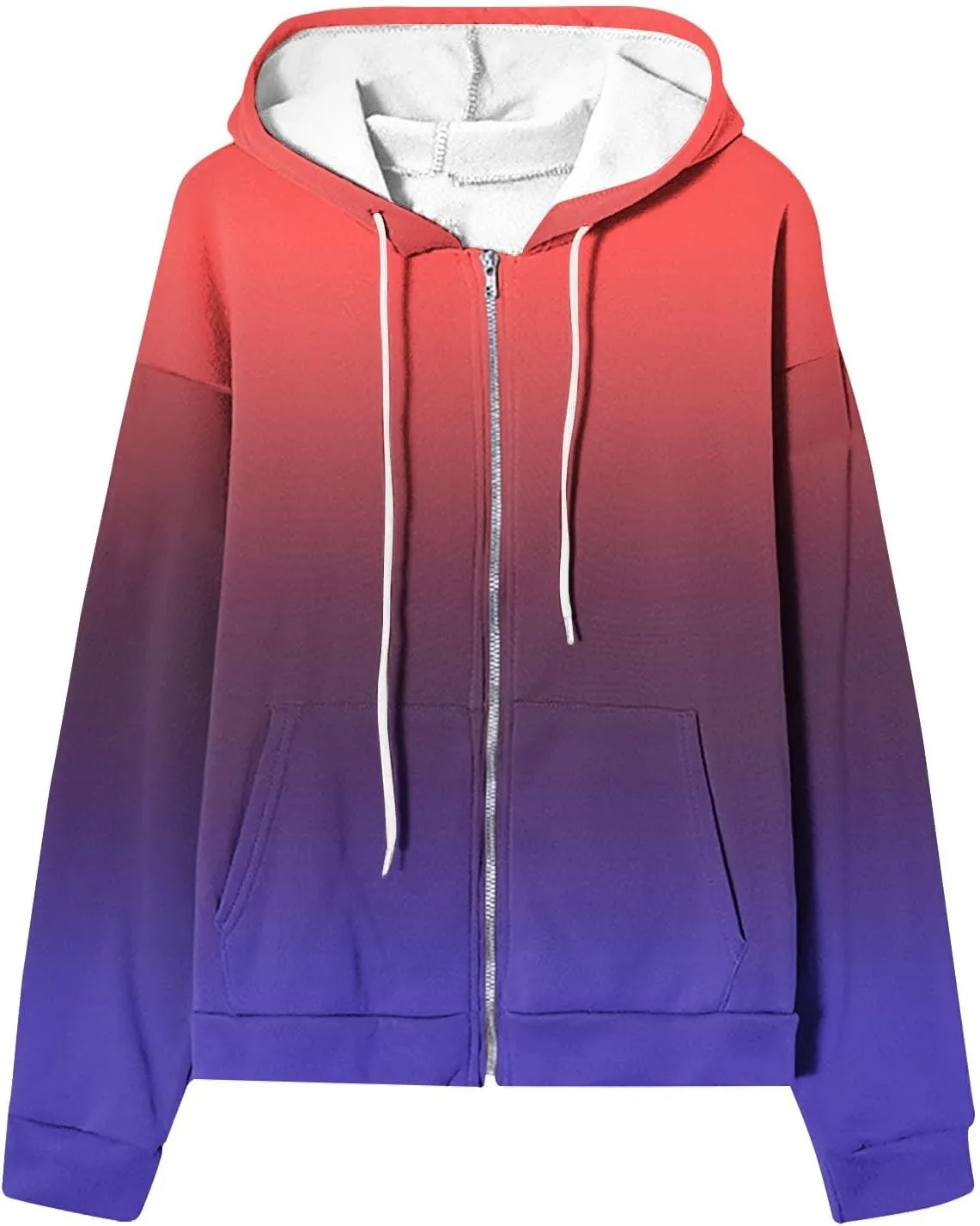 Womens Full Zip Up Sweatshirts Tid Dye Print Hoodies Long Sleeve Casual Jackets Winter Outfits 2024 With Pockets
