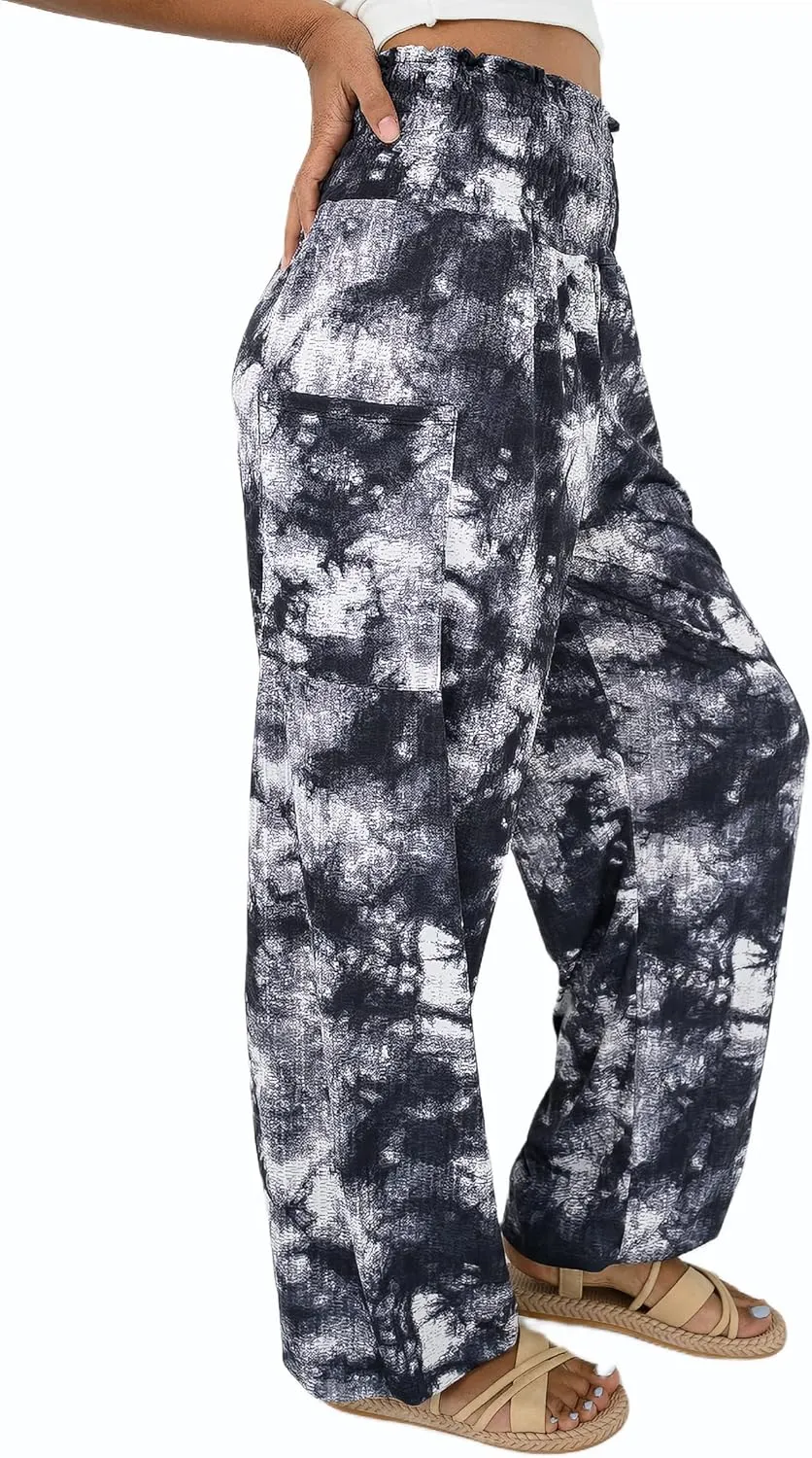 Women's Harem Pants High Waist Hippie Boho Yoga Palazzo Casual with Pockets