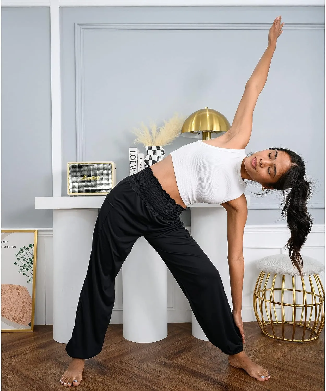 Women's Harem Pants High Waist Hippie Boho Yoga Palazzo Casual with Pockets
