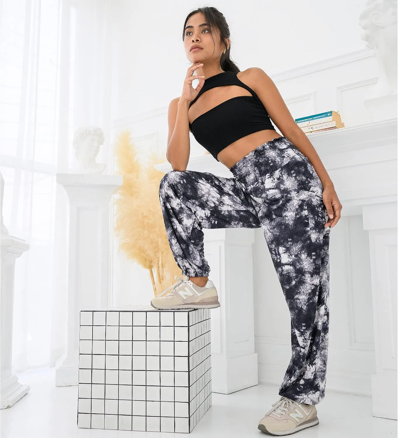 Women's Harem Pants High Waist Hippie Boho Yoga Palazzo Casual with Pockets