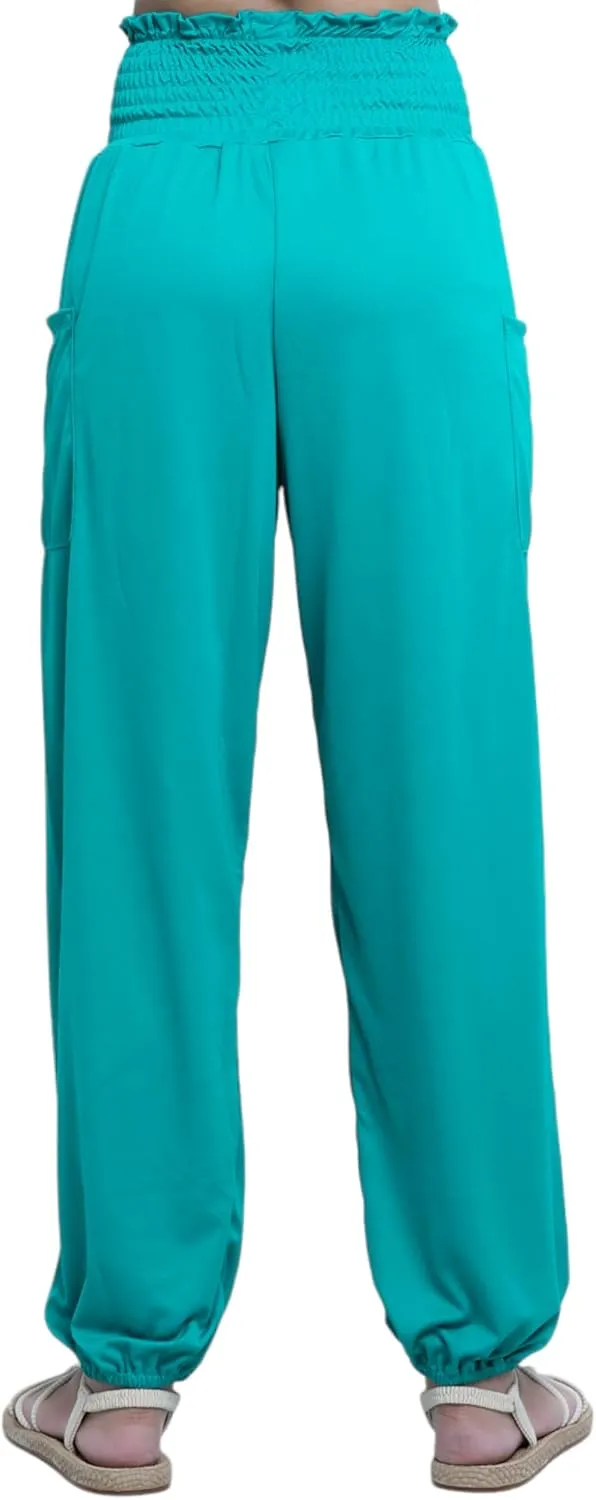 Women's Harem Pants High Waist Hippie Boho Yoga Palazzo Casual with Pockets