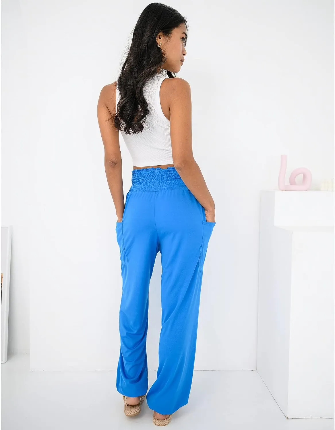 Women's Harem Pants High Waist Hippie Boho Yoga Palazzo Casual with Pockets