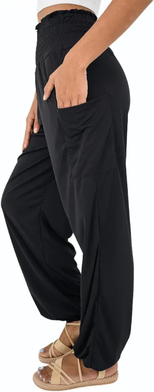 Women's Harem Pants High Waist Hippie Boho Yoga Palazzo Casual with Pockets