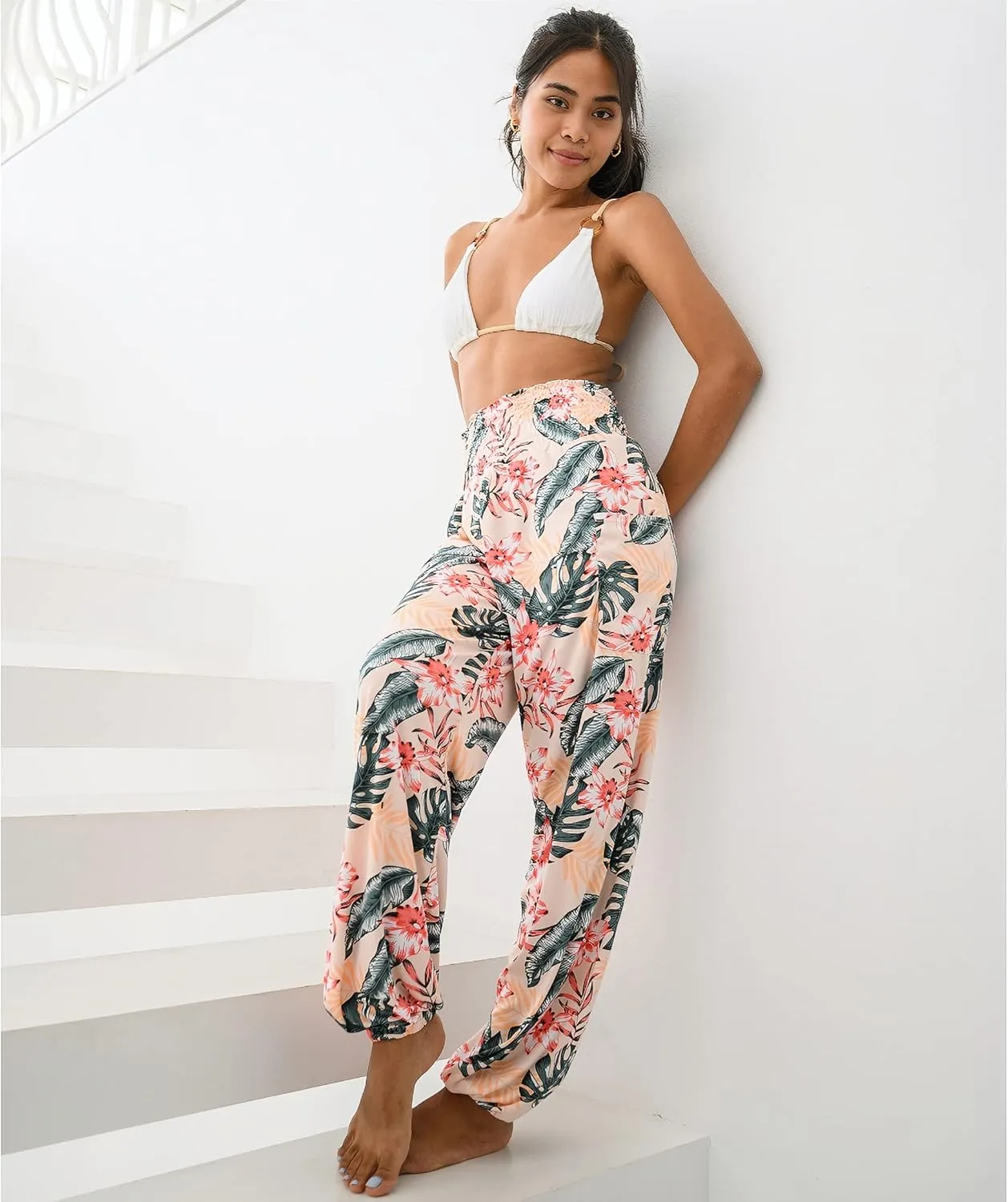Women's Harem Pants High Waist Hippie Boho Yoga Palazzo Casual with Pockets