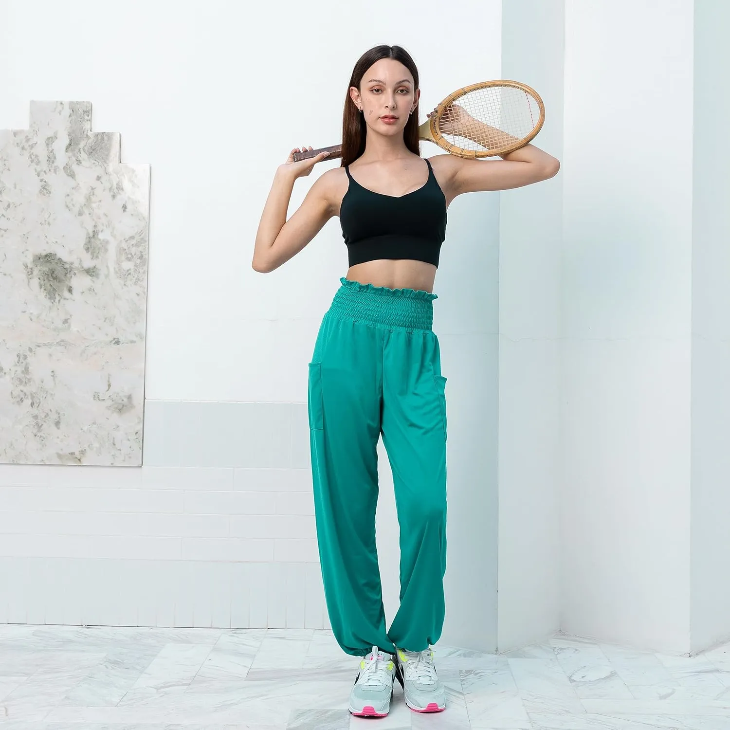 Women's Harem Pants High Waist Hippie Boho Yoga Palazzo Casual with Pockets