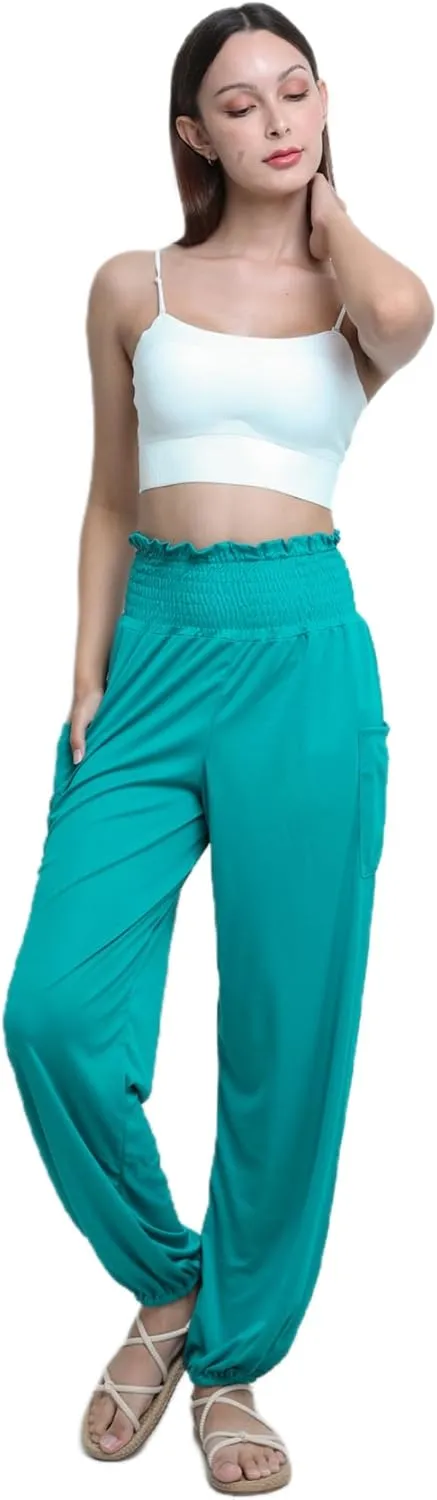 Women's Harem Pants High Waist Hippie Boho Yoga Palazzo Casual with Pockets