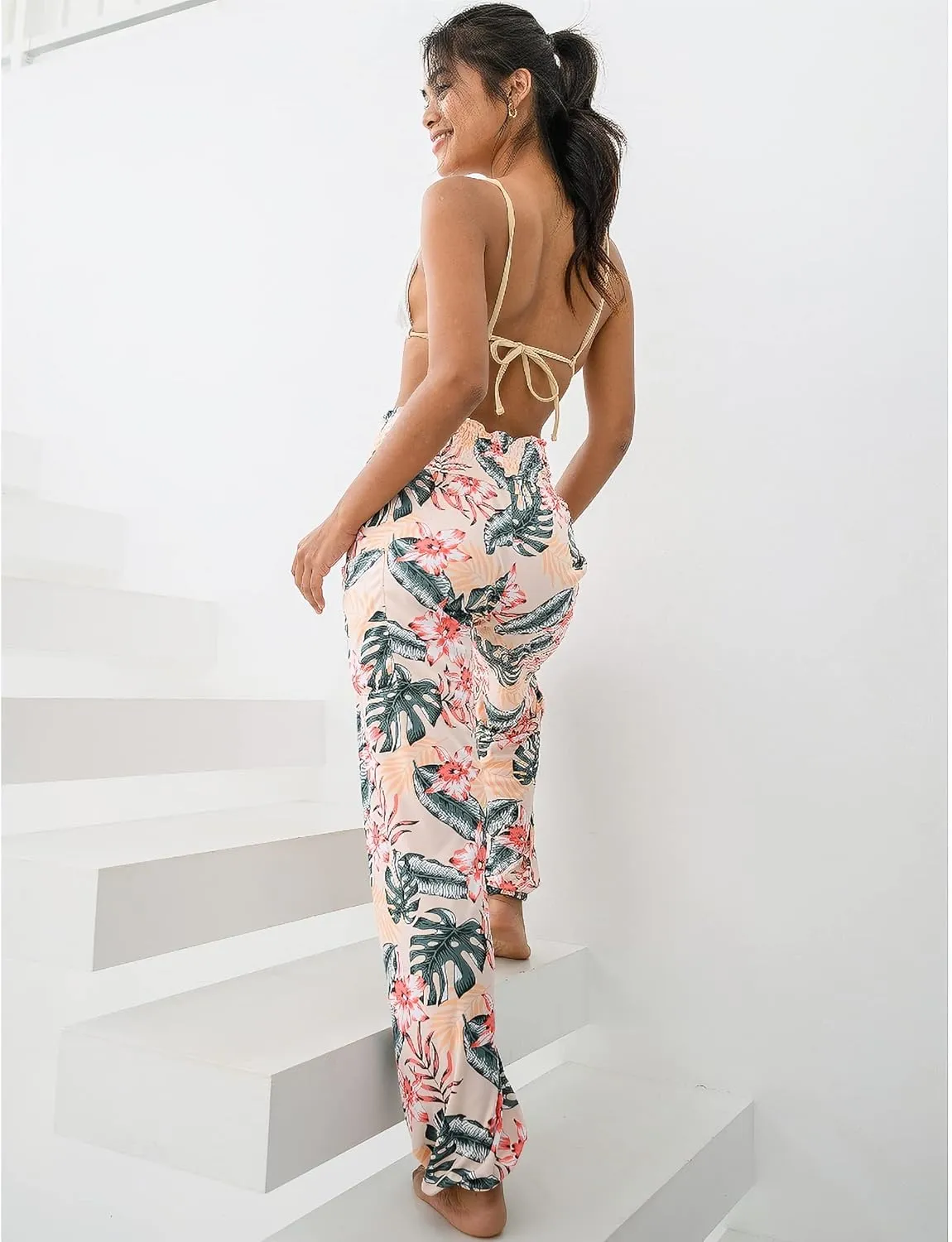 Women's Harem Pants High Waist Hippie Boho Yoga Palazzo Casual with Pockets