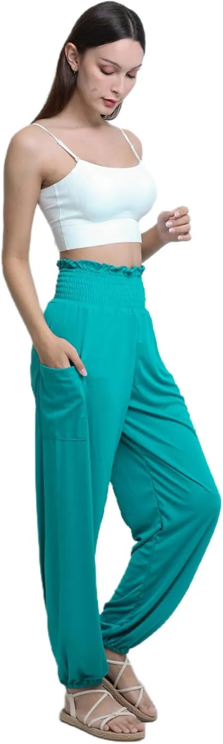 Women's Harem Pants High Waist Hippie Boho Yoga Palazzo Casual with Pockets