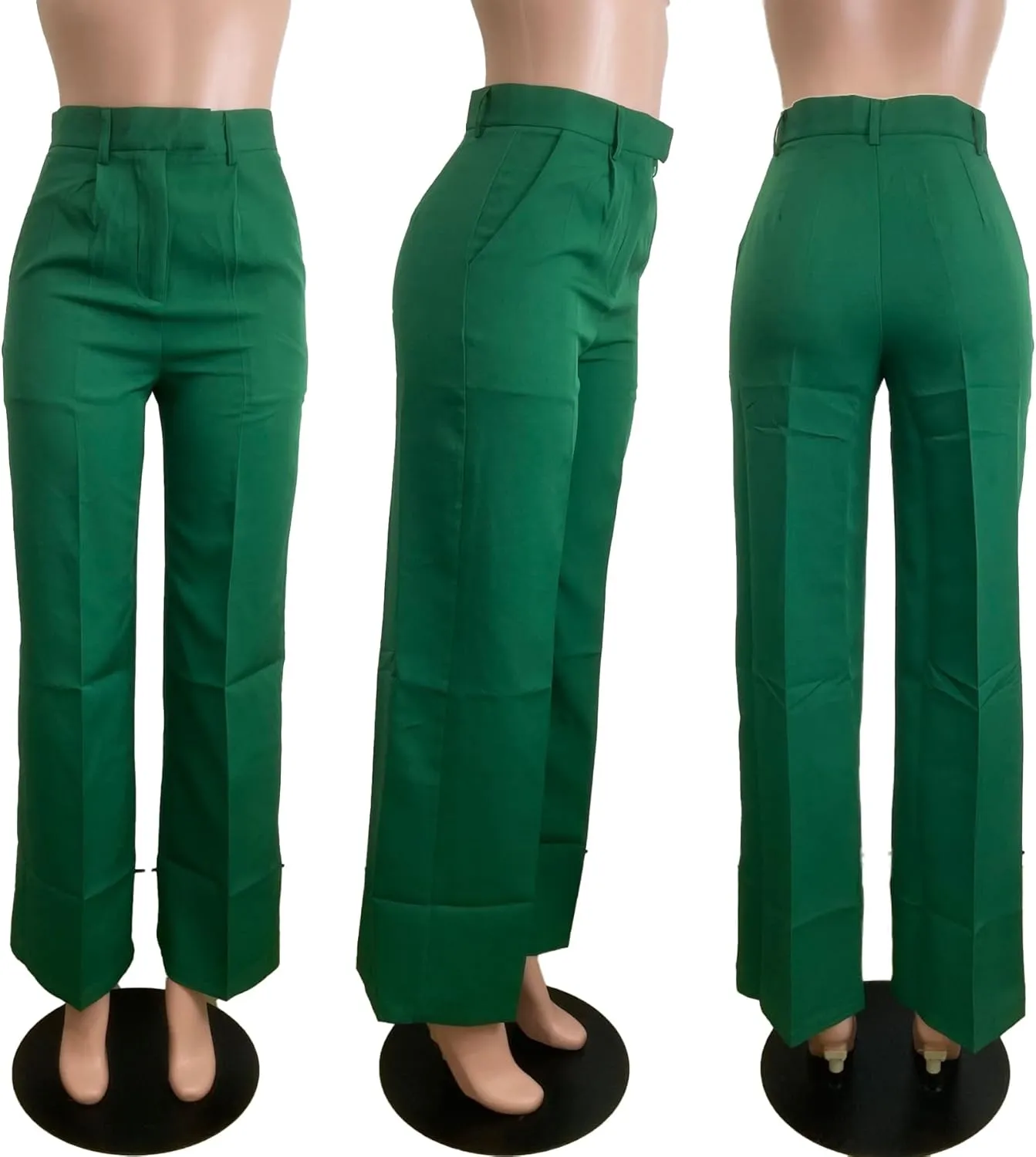 Women's High Waisted Dress Pants Stretchy Business Casual Pants Straight Leg Work Trousers with Pockets