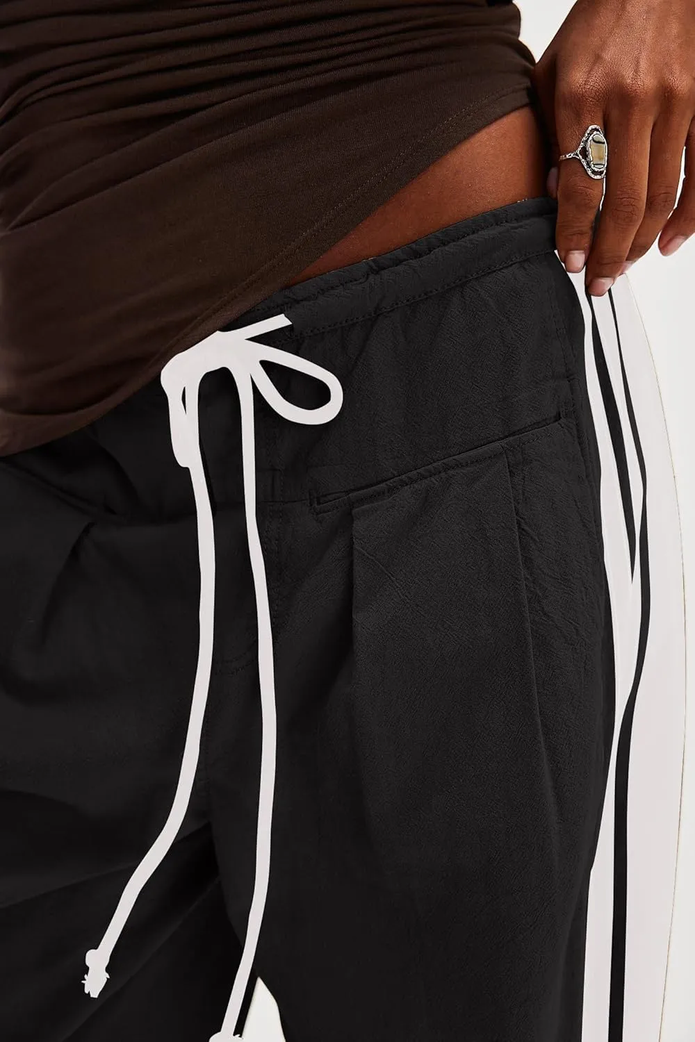 Womens Hudson Canyon Pants Side Striped Sweatpants Drawstring Waist High Rise Pant Trousers with Pockets