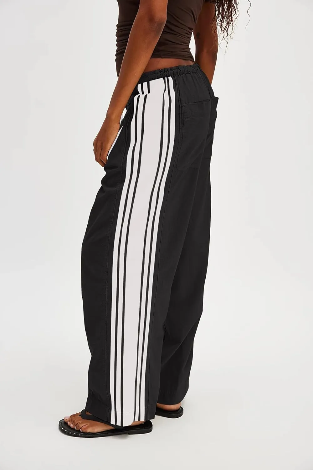Womens Hudson Canyon Pants Side Striped Sweatpants Drawstring Waist High Rise Pant Trousers with Pockets
