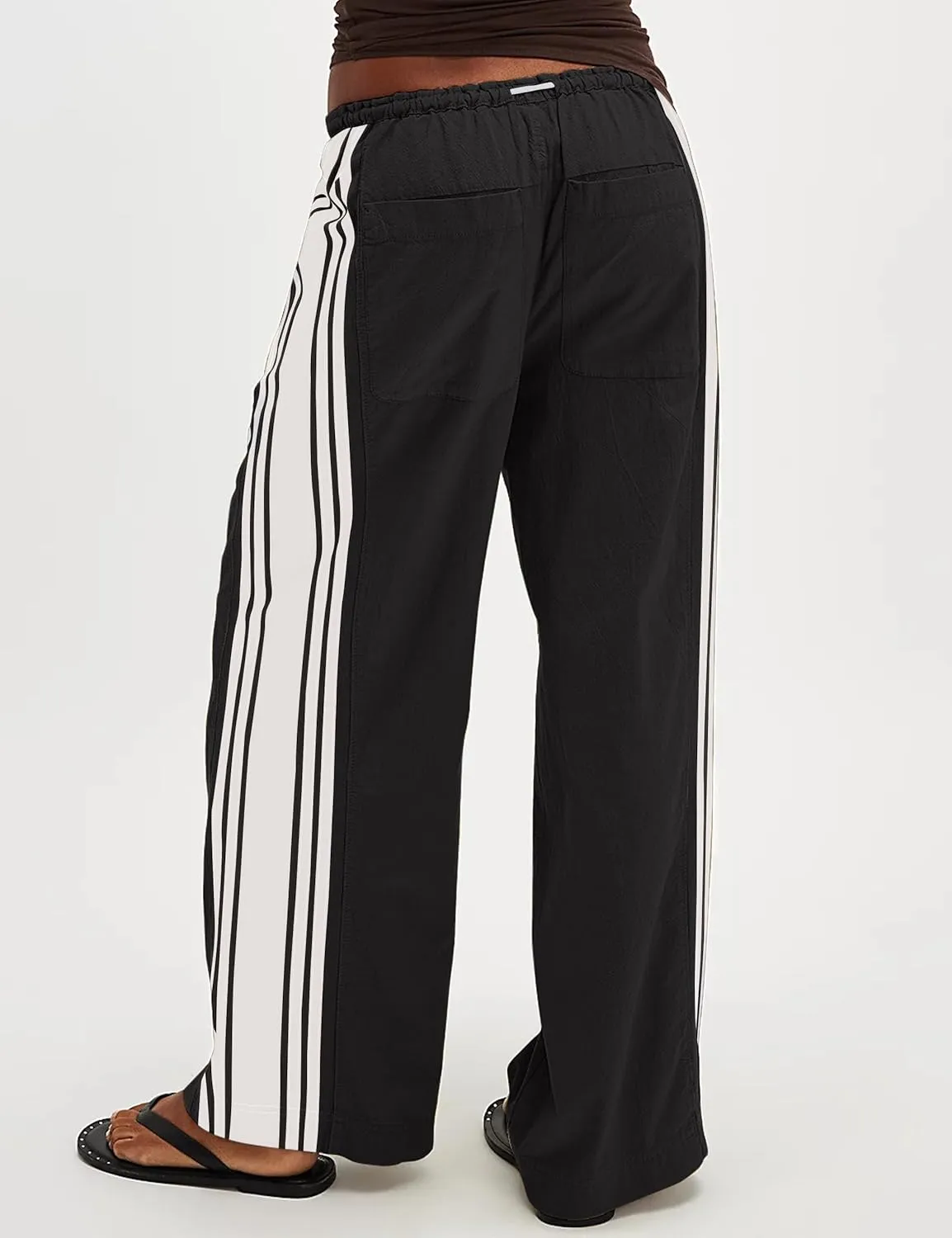 Womens Hudson Canyon Pants Side Striped Sweatpants Drawstring Waist High Rise Pant Trousers with Pockets