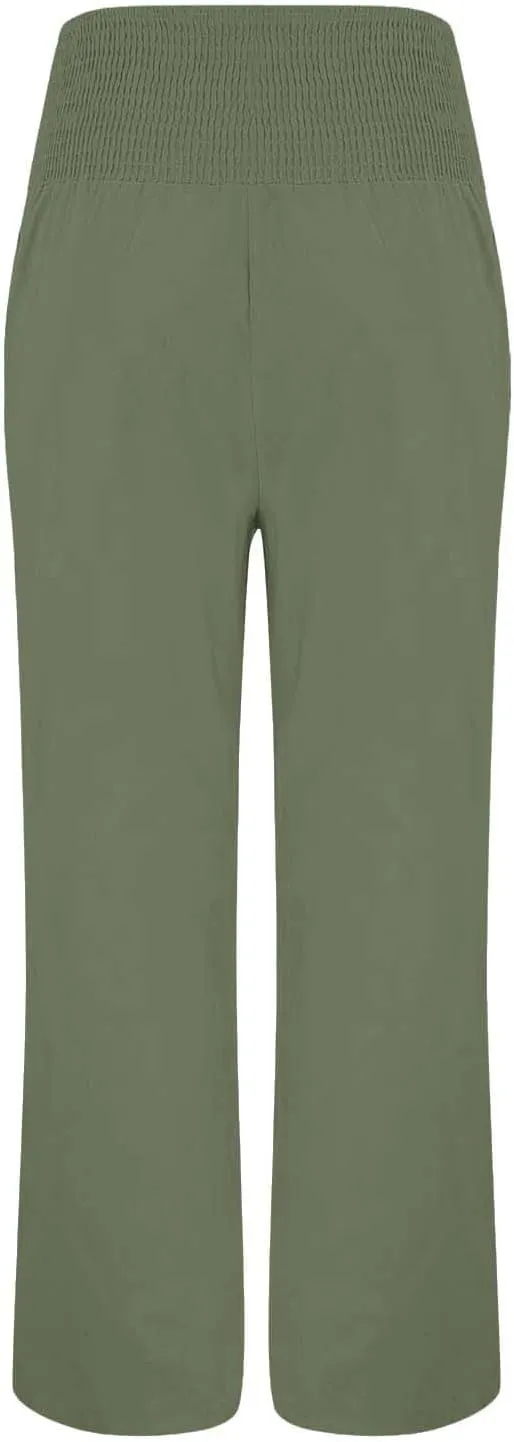 Womens Linen Pants Linen Wide Leg Pants Solid Casual High Waist Women's Summer Linen Pants Casual Loose Cozy Sweatpants