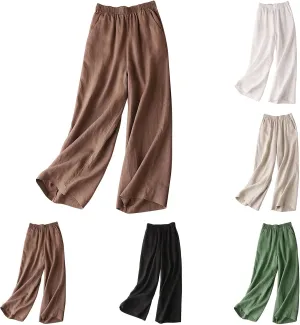 Women's Lounge Pants,Women's Linen Blend Pants High Waist Draped Wide Leg Casual Trousers