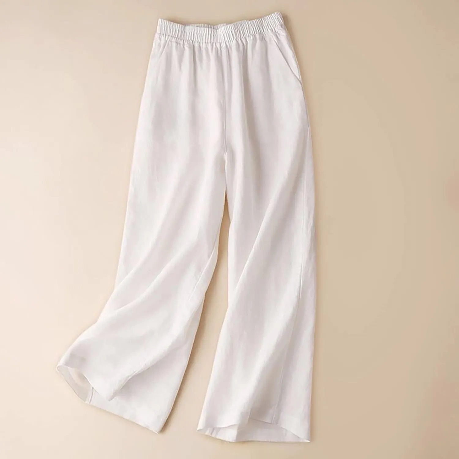 Women's Lounge Pants,Women's Linen Blend Pants High Waist Draped Wide Leg Casual Trousers