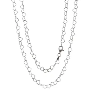 Women's Silver Necklace 925 Silver Italian Made Heart Links Chain