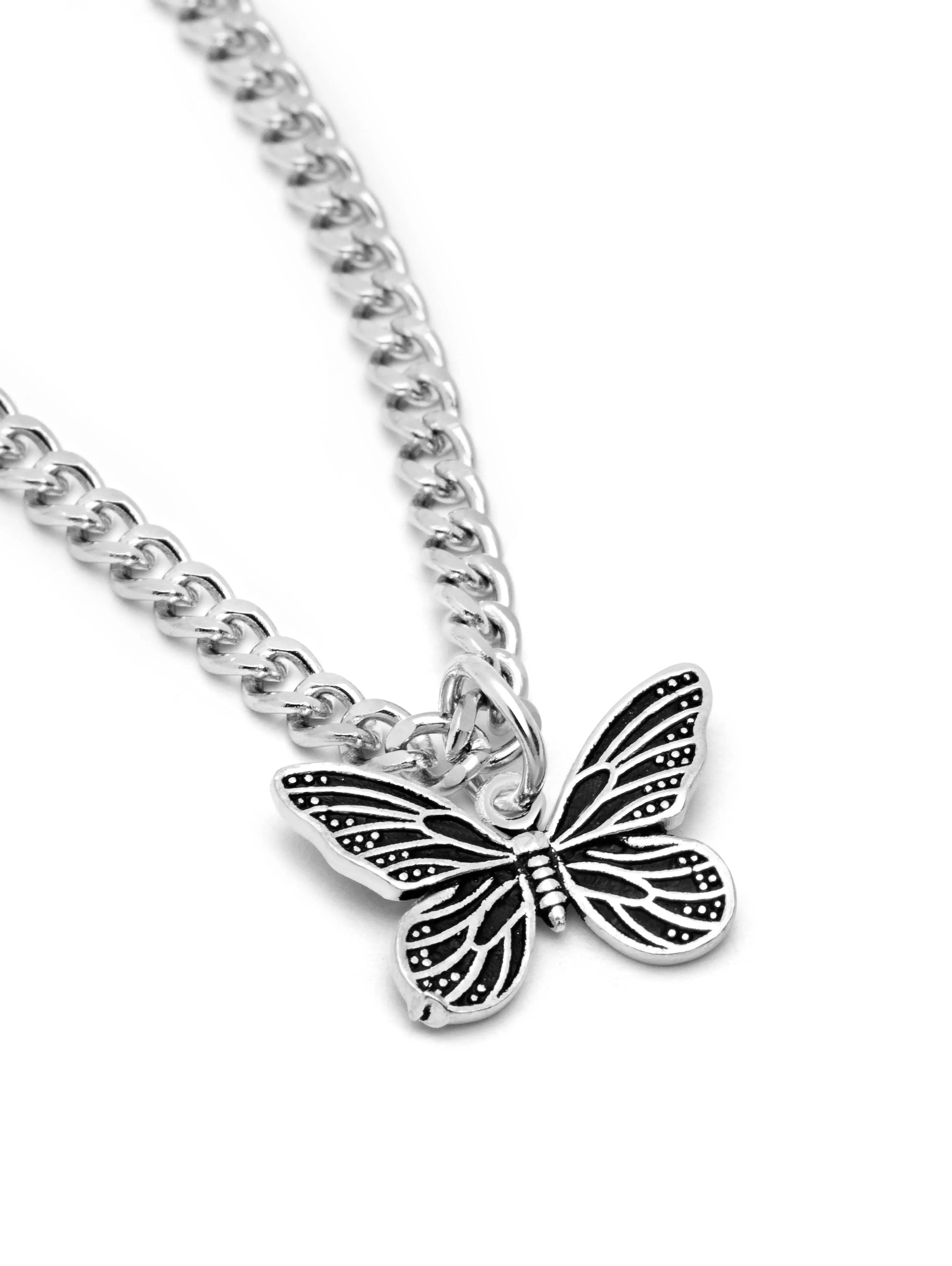 Women's Silver Necklace with Butterfly Pendant