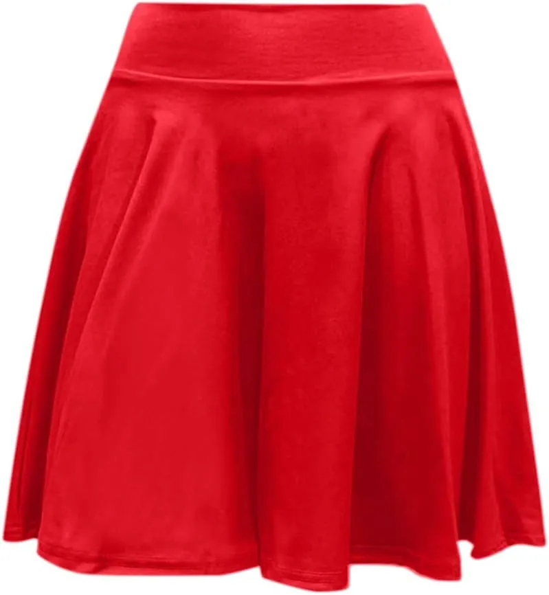 Women's Skort with Built-in Shorts 2025 Fashion Casual Stretchy Pleated High Waisted Flared Mini Tennis Skater Skirt