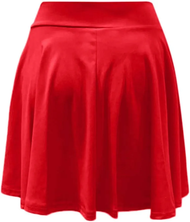 Women's Skort with Built-in Shorts 2025 Fashion Casual Stretchy Pleated High Waisted Flared Mini Tennis Skater Skirt