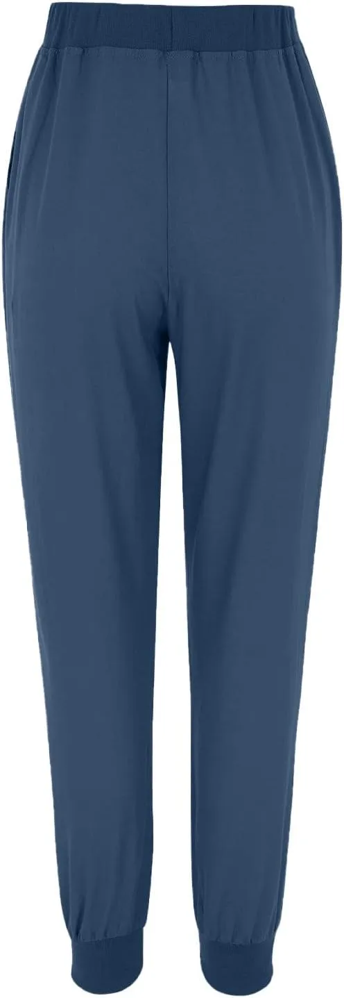 Womens Summer Cotton Tapered Pants Soft Linen Drawstring Elastic Waist Pants Casual Work Trousers with Pockets