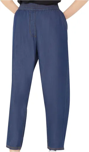 Women's Tapered Casual Pants, Loose Fit Cozy High Waisted Trousers Pants Elastic Waist Fall Trendy 2024 Denim Jeans