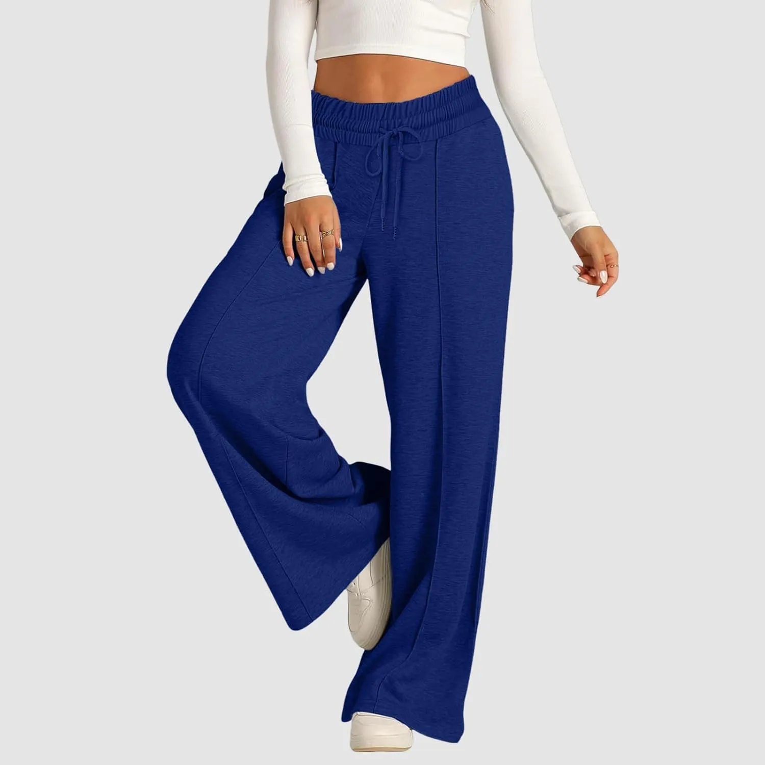 Womens Wide Leg Sweatpants Baggy High Waist Elastic Drawstring Straight Lounge Pants Comfy Athletic Joggers Trousers