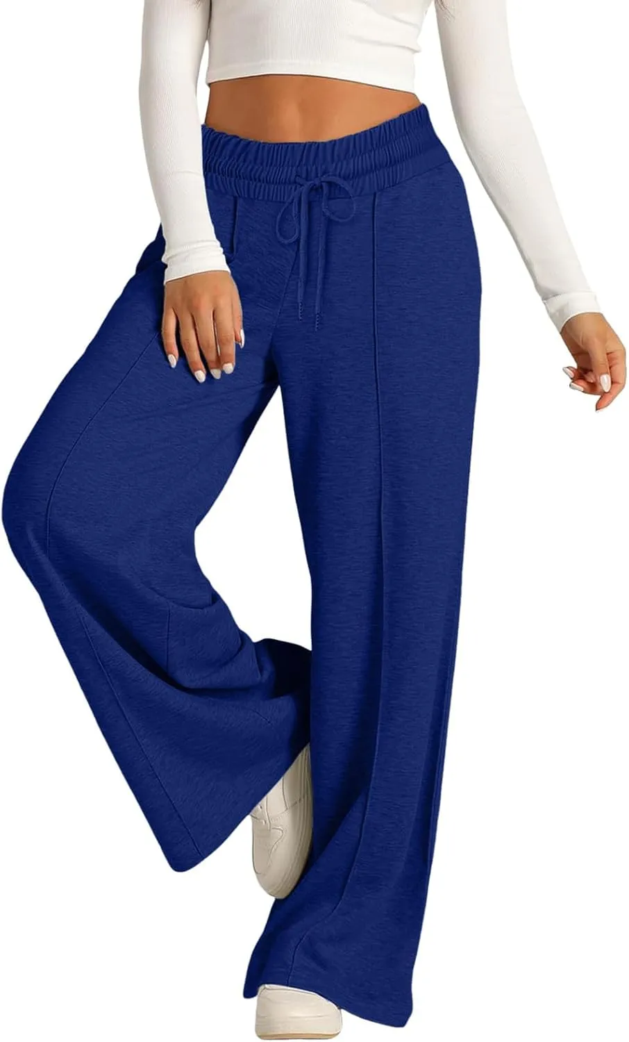 Womens Wide Leg Sweatpants Baggy High Waist Elastic Drawstring Straight Lounge Pants Comfy Athletic Joggers Trousers