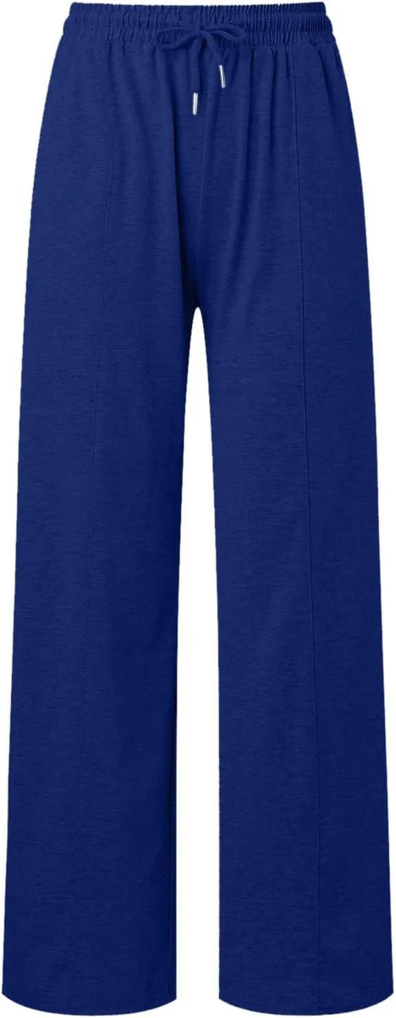 Womens Wide Leg Sweatpants Baggy High Waist Elastic Drawstring Straight Lounge Pants Comfy Athletic Joggers Trousers