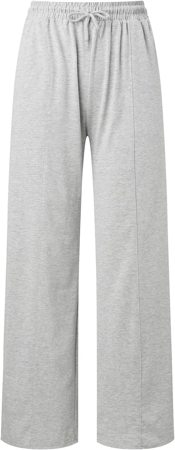 Womens Wide Leg Sweatpants Baggy High Waist Elastic Drawstring Straight Lounge Pants Comfy Athletic Joggers Trousers