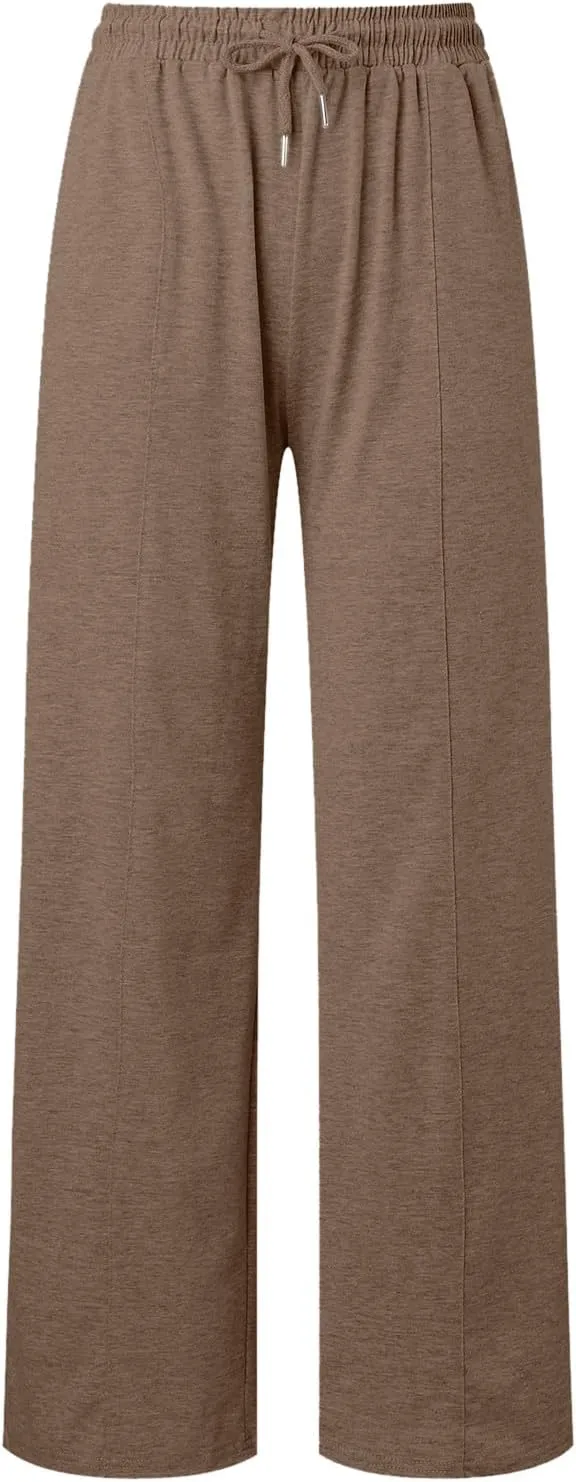 Womens Wide Leg Sweatpants Baggy High Waist Elastic Drawstring Straight Lounge Pants Comfy Athletic Joggers Trousers